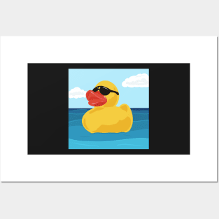 Yellow Rubber Duck in Sunglasses Posters and Art